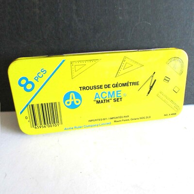ACME Vintage School Partial Mathematical Math Set Tin Box 7x3x.75'' FREE SH