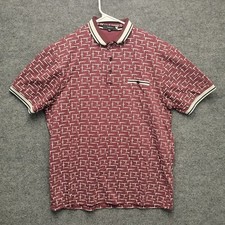 Barabas Short Sleeve Polo Shirt Mens XL EUR Red White Geometric