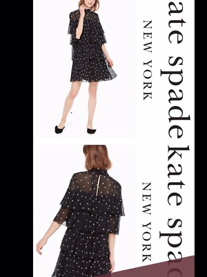kate spade heartbeat embroidered dress Kate Spade New York Heartbeat Embroidered Dress Black US 2 UK 6-8 RRP £495