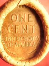 OLD ROLL LINCOLN WHEAT CENT PENNY 1909 VDB'S BOTH ENDS SAN FRANCISCO WRAP OBW