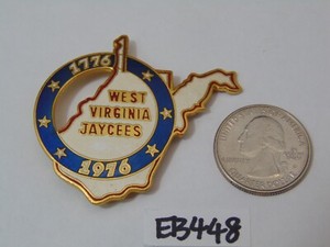 Vintage Jaycees Enameled Lapel Pin 1970's 1976 West Virginia Stars Patriotic