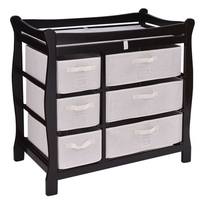 black changing table with drawers