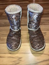 Ugg Boots Womens Brown Multicolor Sequin Sheepskin Lining Size 5