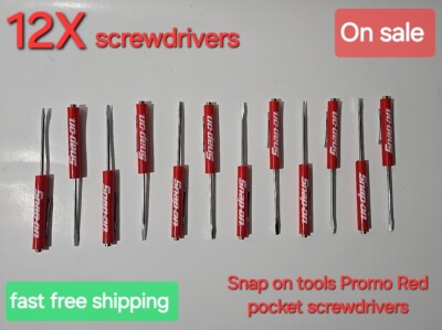 12 Snap on tools screwdrivers per order  . red pocket screwdriver . magnet ends 