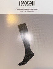 Wolford Structured Lace Knee-Highs Color: Black Size: Medium 31589