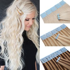 100g Remy Russian Thick Tape In Human Hair Extensions Full Head Skin Weft Blonde
