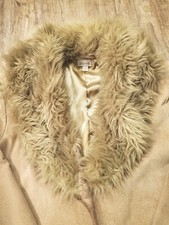Charlotte Russe Suede 100% Leather, Fur Trim Coat Vintage Women Sz L