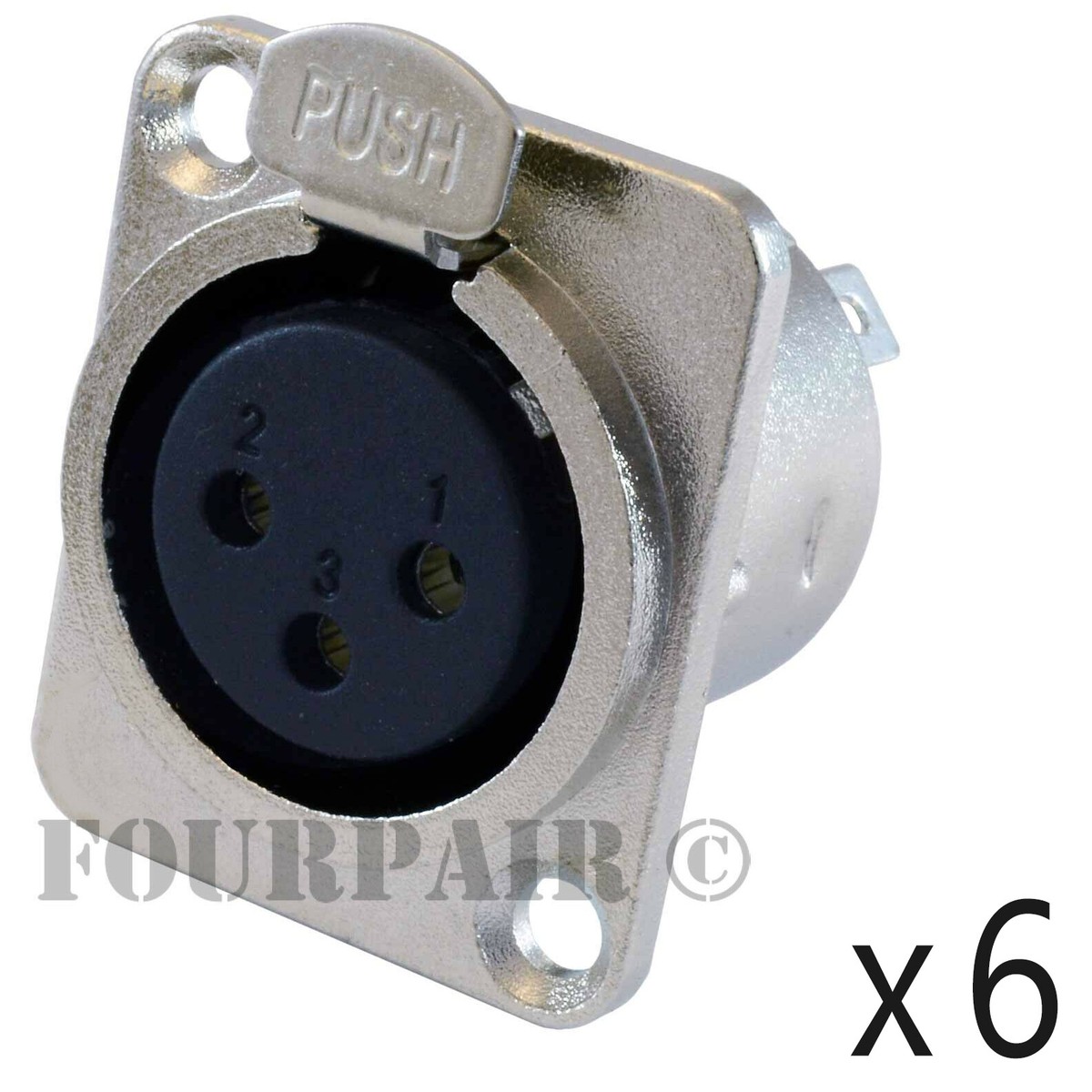 6-Pack XLR Male Panel Mount Connectors - 3 Pin Chassis Jacks For Audio Equipment