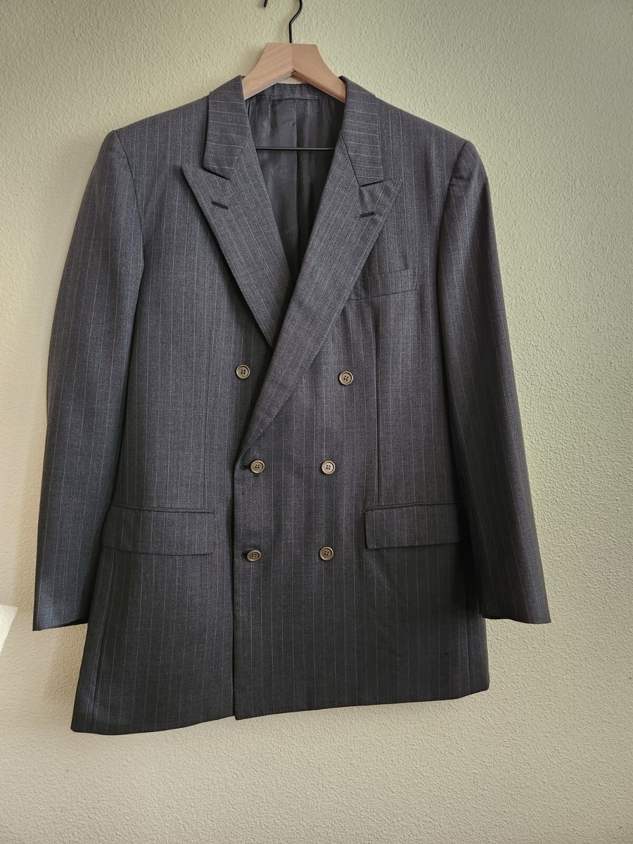 Brioni For Weinberg Zurich Double Breasted Pin-Stripe Grey Sports