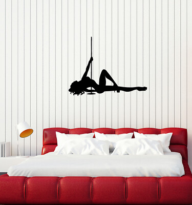 Vinyl Wall Decal Pole Dance Girl Silhouette Striptease Adult Stickers (ig5989)