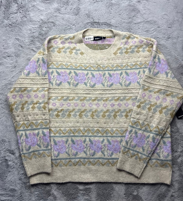 RD Style By Anthropology Women's 1X Floral Print Sweater Outdoor
