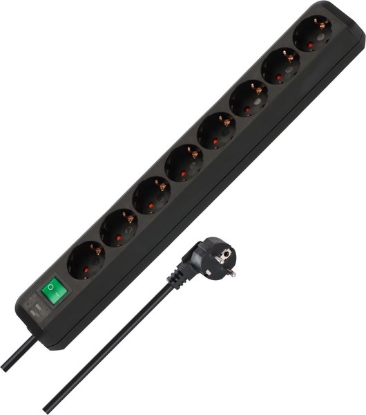 Brennenstuhl 1159300018 Eco-Line Steckdosenleiste 8-Fach Mit Schalter Schwarz 3M-image