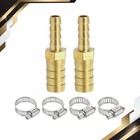 2 Pcs 1/4" to 3/8" Brass Hose Barb Reducer with 4 Clamps for Air Water Fuel