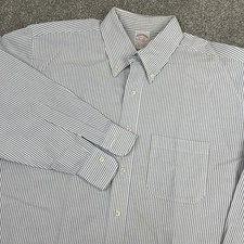 Brooks Brothers Makers Merchants Striped OCBD Button Down Shirt Work 17.5-33