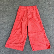 women's Athleta Playa Linen Wide Crop Pant Coral Large Red Size 8 pull-on