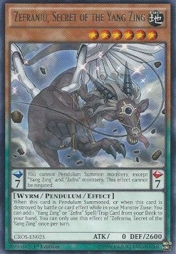 YuGiOh Zefraniu, Secret of the Yang Zing CROS-EN025 Rare Englisch Excellent 1st