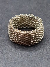 Sterling Silver Flexible Mesh Chainmail Ring Size O 5.53g