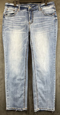 Time and Tru Jeans - Womens 14P Blue Straight Mid Rise Stained Pre-Loved 5594 