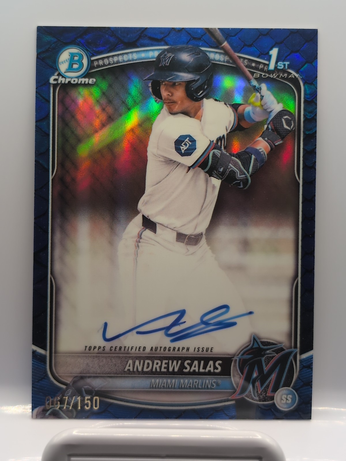 2025 Bowman Chrome Prospect Autographs Blue Reptilian #CPAAS Andrew Salas /150