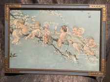 Antique JOY BUDS Charles Twelvetrees Lithograph Babies Children Edward Gross Co.