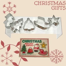Fox Run Christmas 5 Cookie Cutters Santa Sleigh Tree Bell Star Vintage
