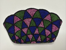 Neiman Marcus Handmade Beaded Shell Shape Clutch Evening Handbag