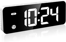 Alarm Clock White for Kids Bedrooms, Small Digital Clock, 4 Dimmable 
