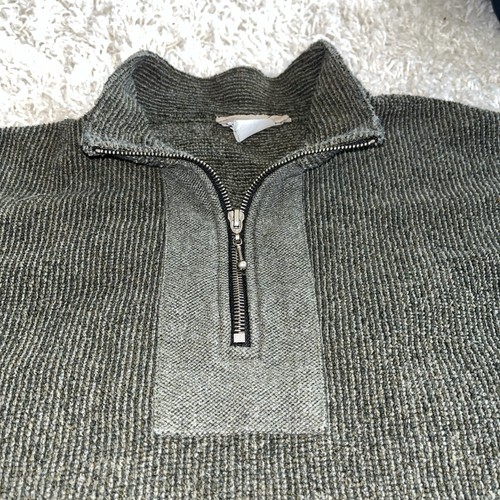 Overland Maglione Pullover Uomo 1/4 Zip Grande Verde Oliva