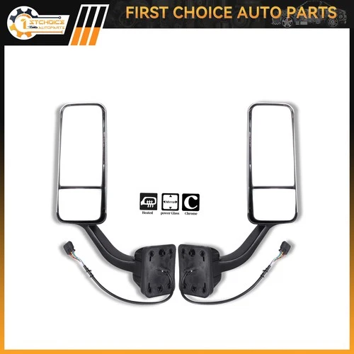 Power Heated For 2008-2016 Freightliner Cascadia View Side Mirrors Chrome Cover