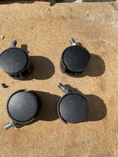 4x 50mm Black Twin Wheel Swivel Castor Wheels – M8 Threaded Stem Fixing