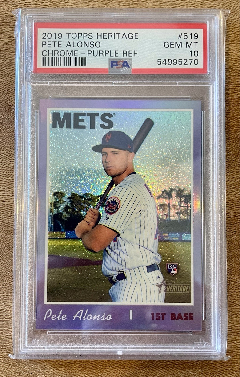 2019 Topps Heritage #519 Pete Alonso RC Purple Refractor PSA Gem Mint 10