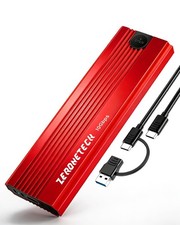 Tool-Free M.2 NVMe SSD Enclosure USB 3.2 Gen 2 Type-C 10Gbps Red Aluminum Up to
