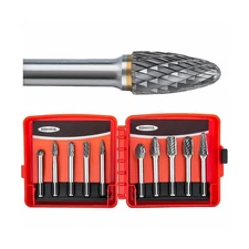 1/4" shank Carbide Burr Set Tungsten 10PC Double Cut Carbide Rotary... Fast Ship