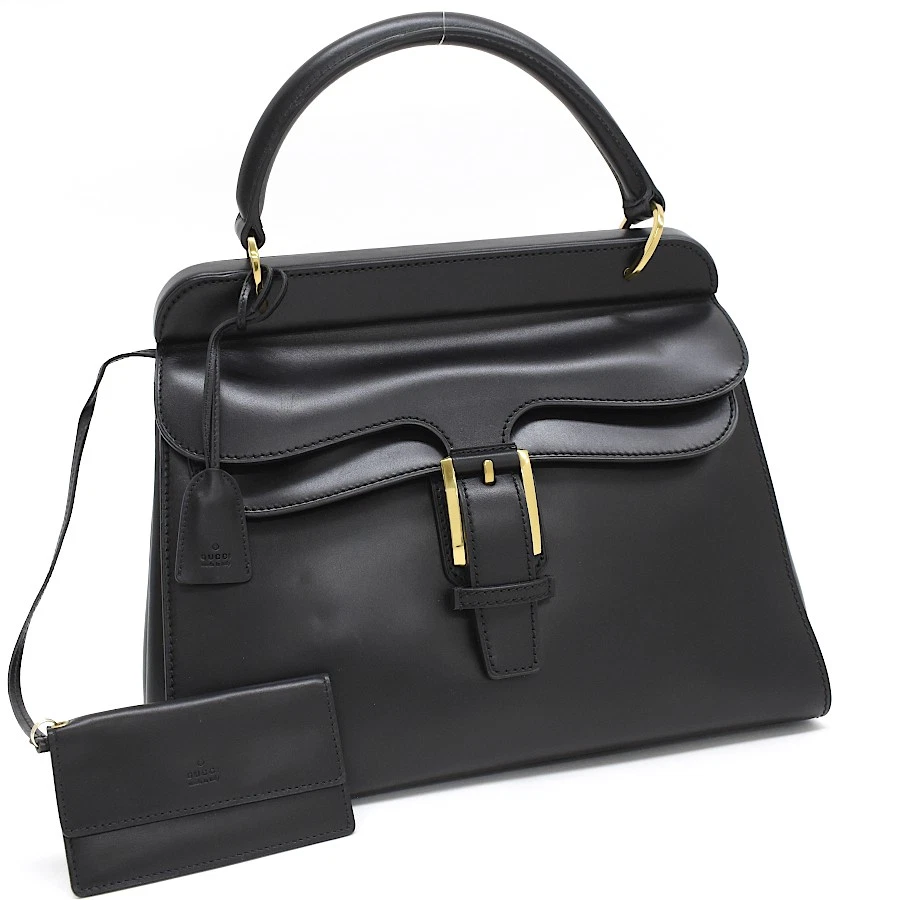 Sac Gucci cuir noir poignée supérieure 11 x 8,9 x 4,3 pouces occasion 101676