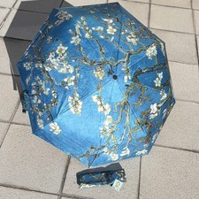 Van Gogh Museum Automatic Compact Folding Umbrella Blue Floral Art Print