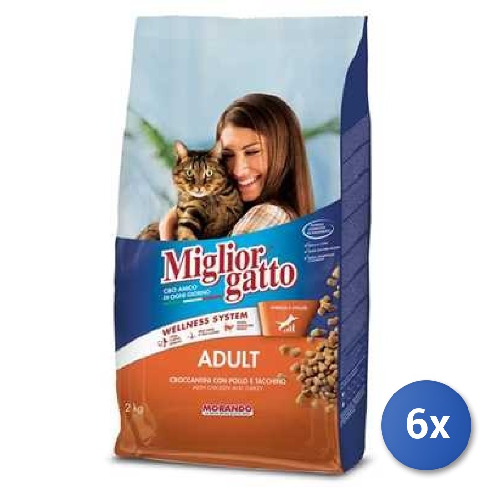 6x Bundle Miglior Gatto Sacco2000 Grammi Pollo/Tac./Verd.