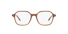 Ray-Ban RX5394 John Square Eyewear Frames, Transparent Brown/Demo Lens, 51 mm