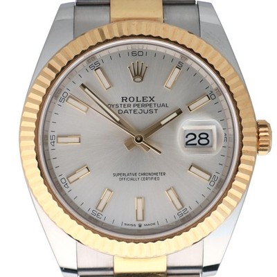 2019 Mint Rolex 126333 Datejust 41 Steel 18K Yellow Gold Silver Stick Dial Watch