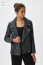 NWT QUINCE WOMEN'S 100% LEATHER OVERSIZED BIKER JACKET XL DISTRESSED BLACK $250
