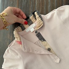 Autentico abito bambina Burberry 4-5 anni rosa ghiaccio camicia nova colletto a quadri bambini bambino