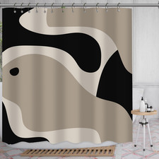 Black and Grey Abstract Shower Curtain Modern Geometric Art Minimalist Curve Bei