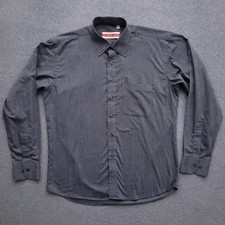 PRADA Button Up Shirt Mens Medium Blue Cotton Long Sleeve 16 35 Dress Casual