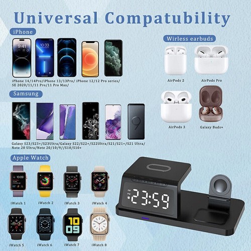 Base de carga inalámbrica 4 en 1 para Apple Watch iPhone 15 14 13 Pro 12 X NUEVO - Imagen 12 de 28