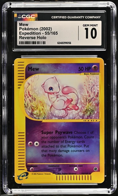 CGC 10 GEM MINT Mew 55/165 Expedition Reverse Holo Pokemon Card