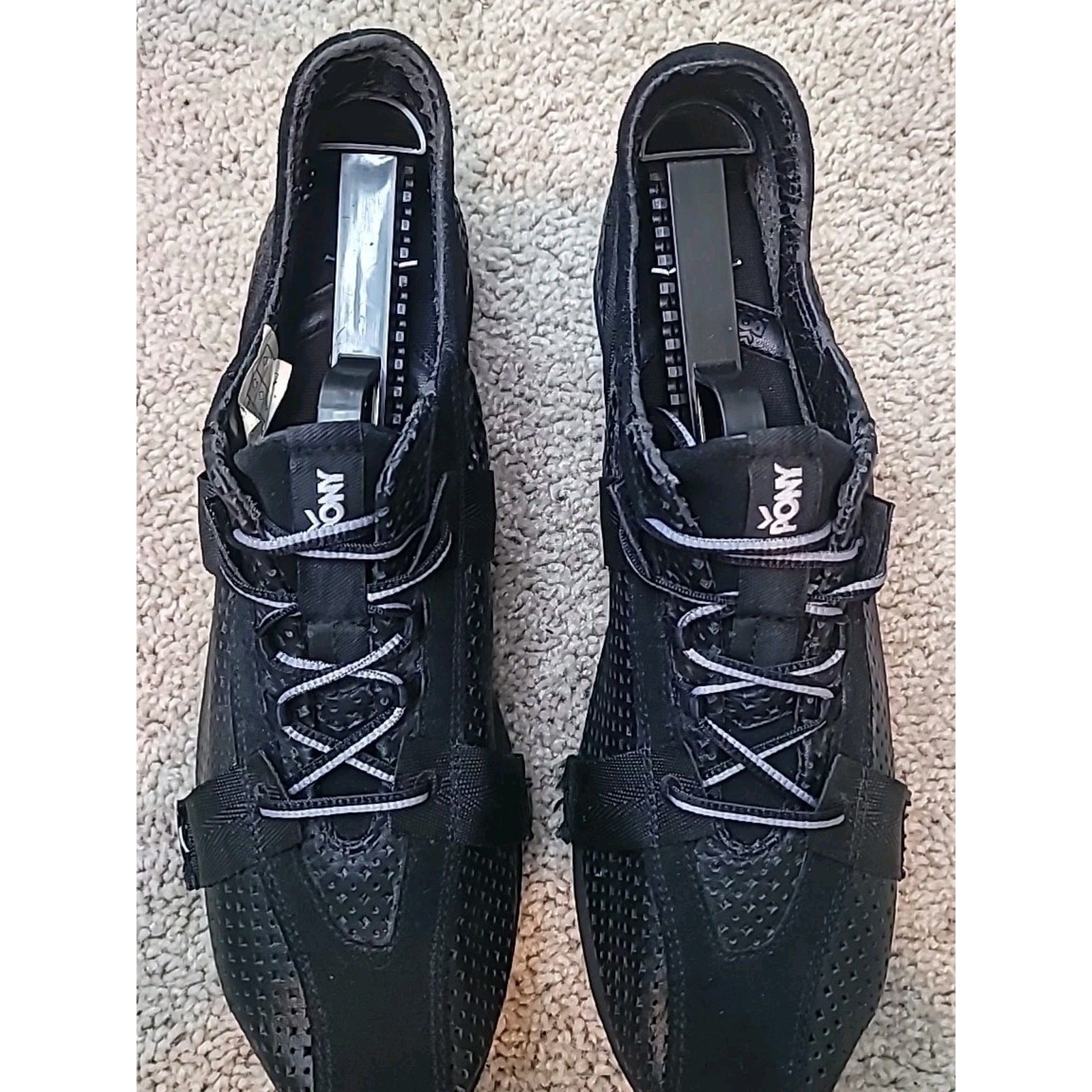 Pony Gate Vintage 2000th Y2K Sneaker Uomo Taglia 8.5 Nero Maglia Pelle Scamosciata Leggera