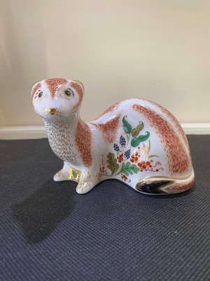 VTG 2007 Royal Crown Derby Porcelain Stoat Figurine Paperweight
