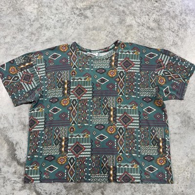 Vintage Merci Shirt Adult Large Aztec Geometric Southwestern Pattern 90s Boxy
