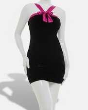 City Studios Juniors Women's Black Contrast-Trim Velvet Bodycon Dress Size 5/6