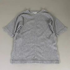 J. Jill Top Women's Medium Textured Gray Cotton Wool Blend Crew Neck Pullover