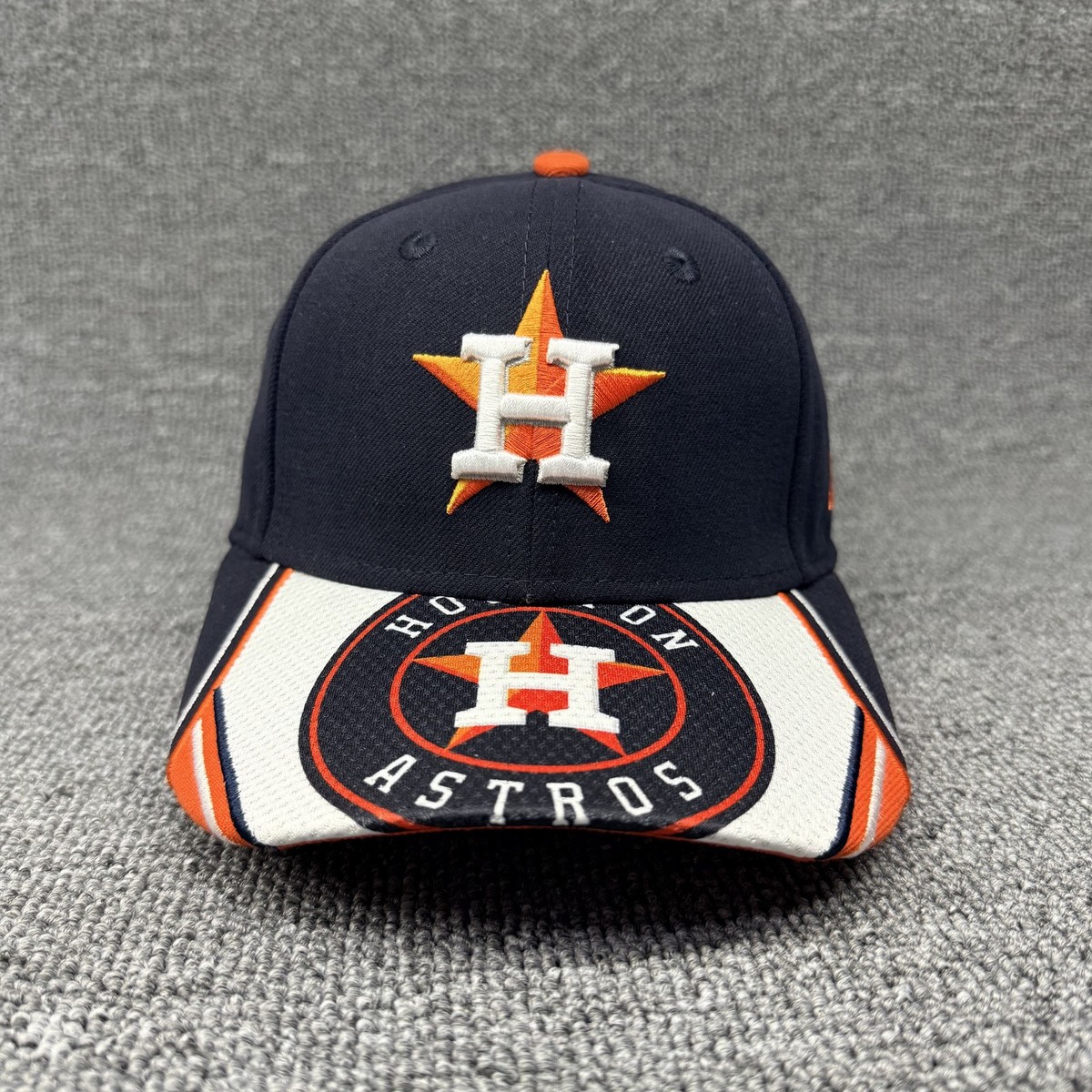 New Era Houston Astros MLB Youth 9FORTY Adjustable Hat Navy Orange Brim Graphic